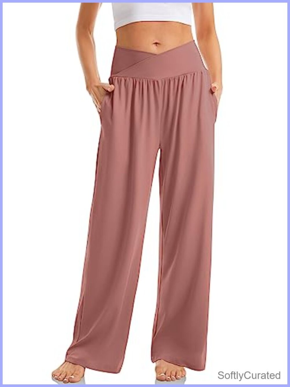Womens Wide Leg Yoga Sweatpants High Waisted Pockets Loose Lounge Pants